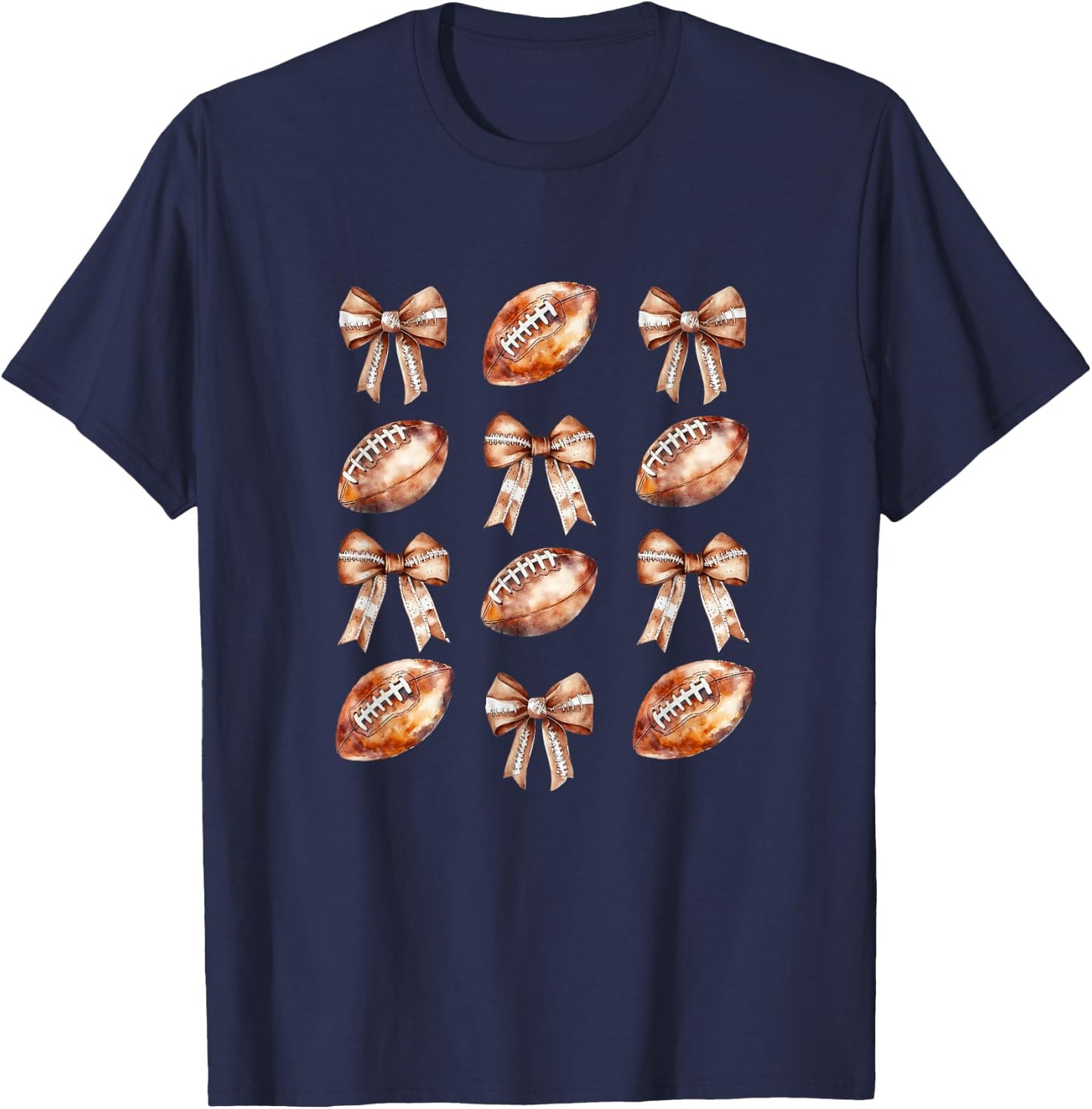 Cheerleader Football Mom Coquette Bow Game Day Women Girls T-Shirt - T-Shirt | Navy