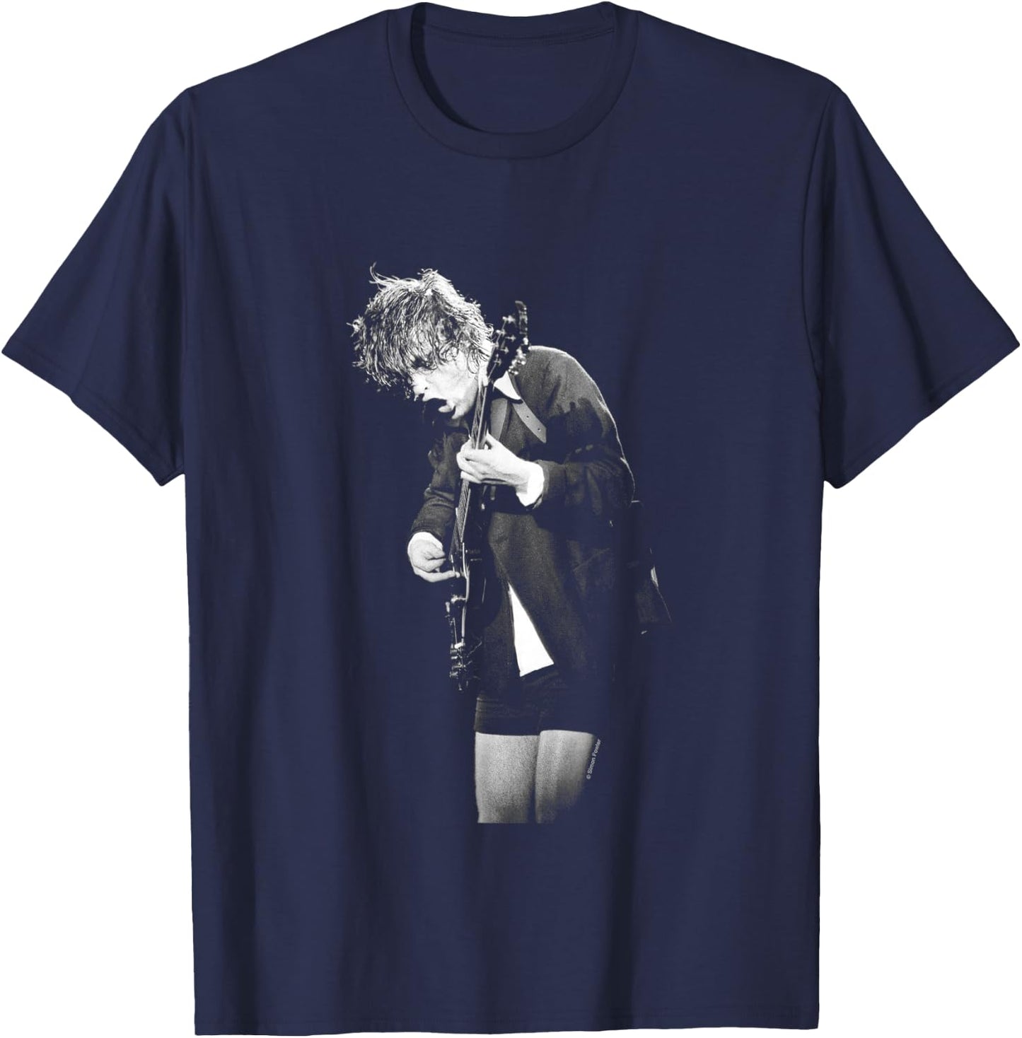 ACDC Guitarist Angus Young Live By Simon Fowler T-Shirt - T-Shirt | Navy
