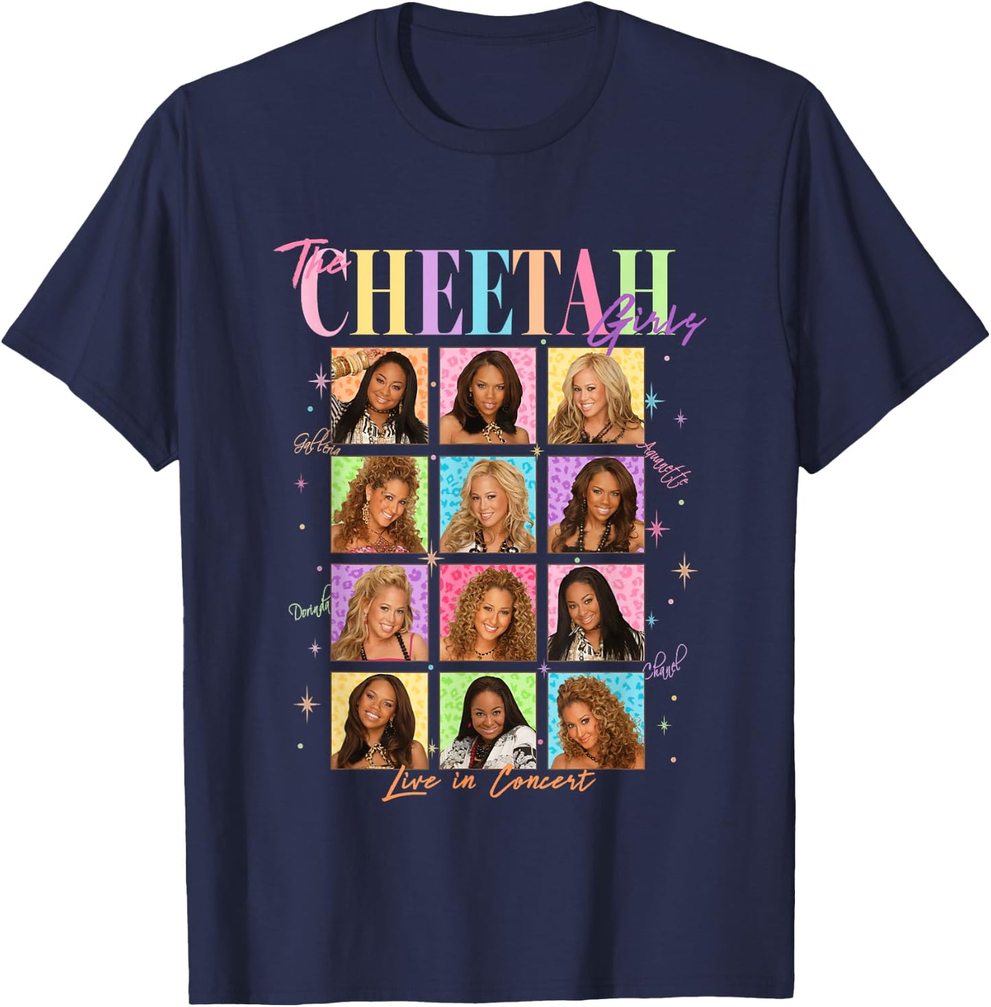 Disney The Cheetah Girls Colorful Box Ups Retro Collage T-Shirt - T-Shirt | Navy