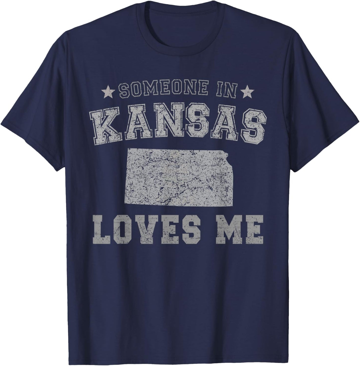 Someone In Kansas Loves Me Heart Vintage State T-Shirt - T-Shirt | Navy
