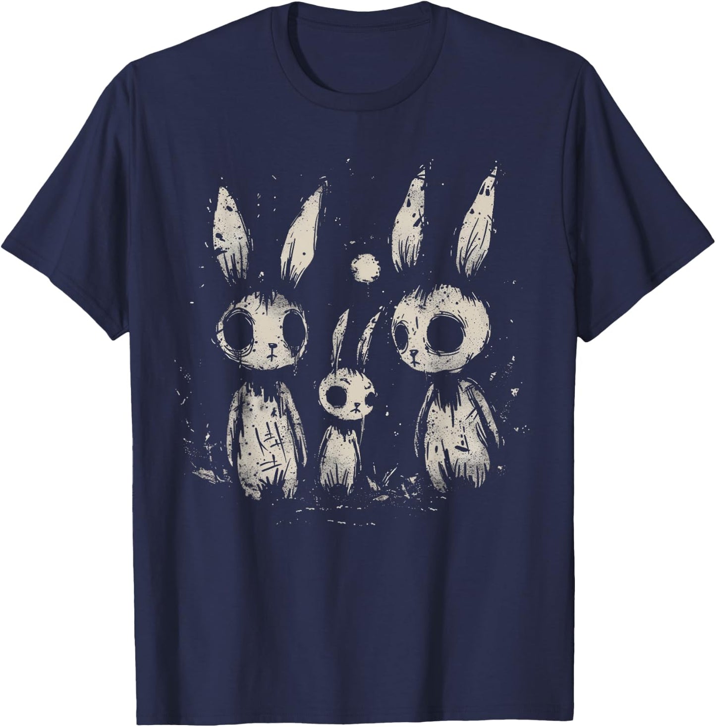 Creepy Cute Bunny Rabbits Horror Goth Grunge Alt Aesthetic T-Shirt - T-Shirt | Navy