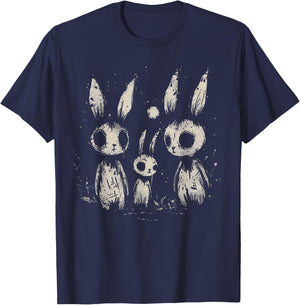 Creepy Cute Bunny Rabbits Horror Goth Grunge Alt Aesthetic T-Shirt - T-Shirt | Navy