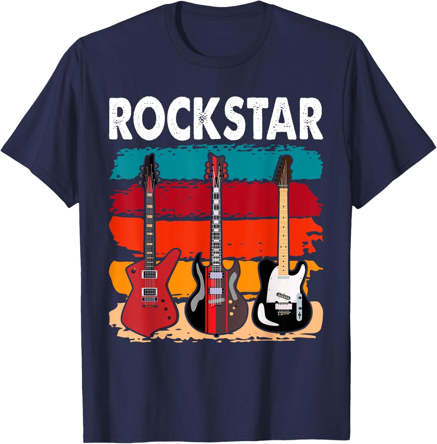Rockstar Kids Vintage Guitar T-Shirt - T-Shirt | Navy