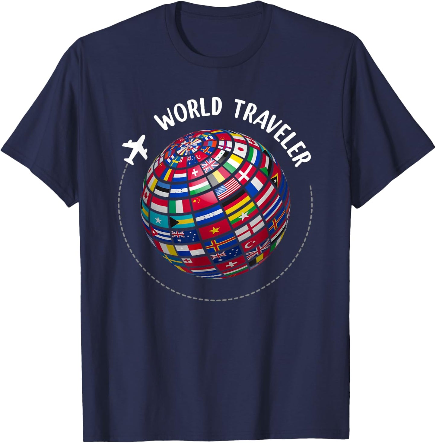 World Traveler Map, World Flags Traveler, Countries Map T-Shirt - T-Shirt | Navy