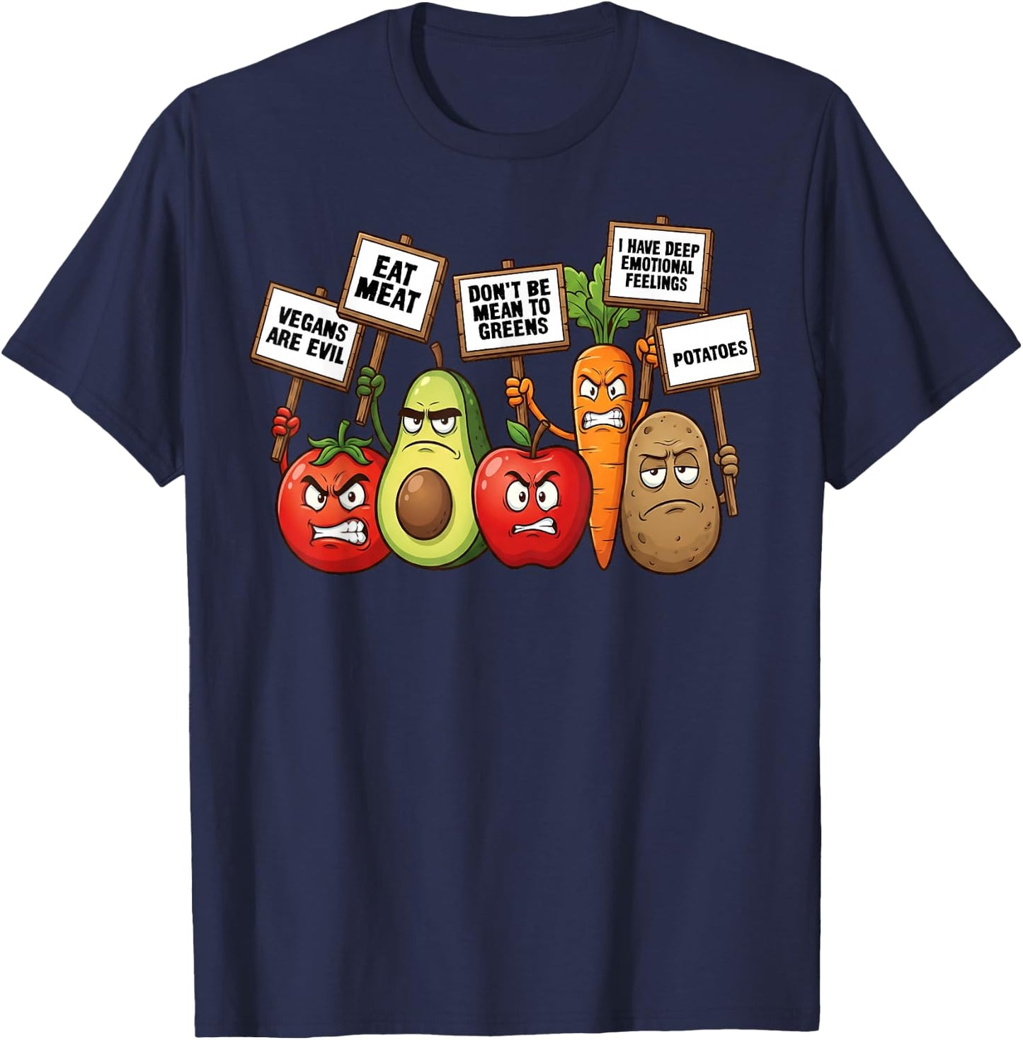 Cute Vegetable Art Men Women Fruit Veggie Vegan Gardening T-Shirt - T-Shirt | Navy
