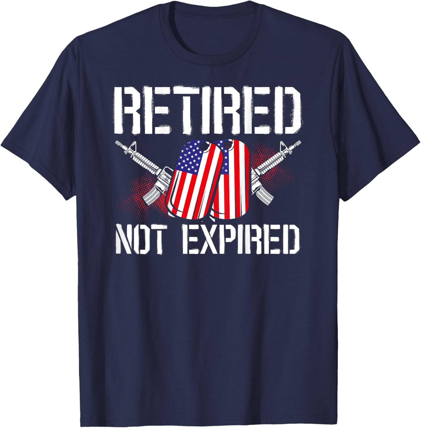 Retired Not Expired Veteran Back Print T-Shirt - T-Shirt | Navy