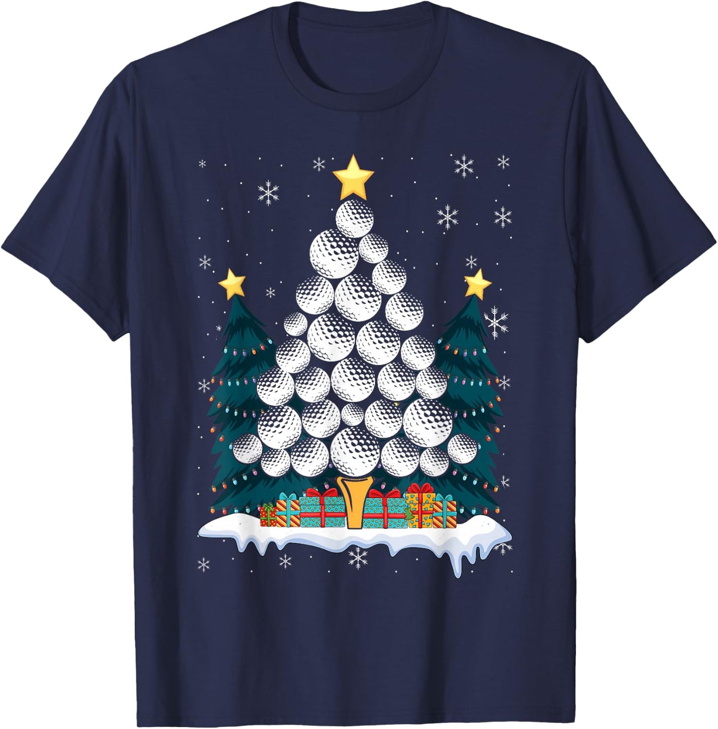 Golf Balls Christmas Tree Xmas Golfing Golfer Christmas Golf T-Shirt - T-Shirt | Navy
