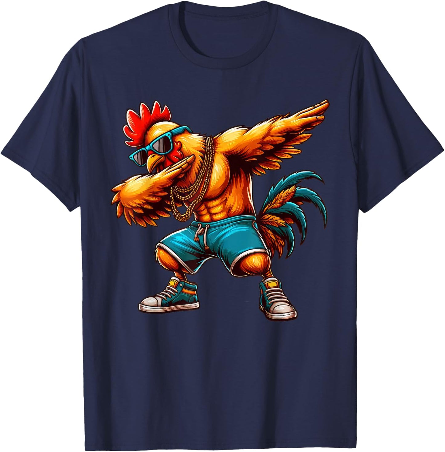 Dabbing Rooster Funny Rooster Dab Dance Boys Girls Kids T-Shirt - T-Shirt | Navy