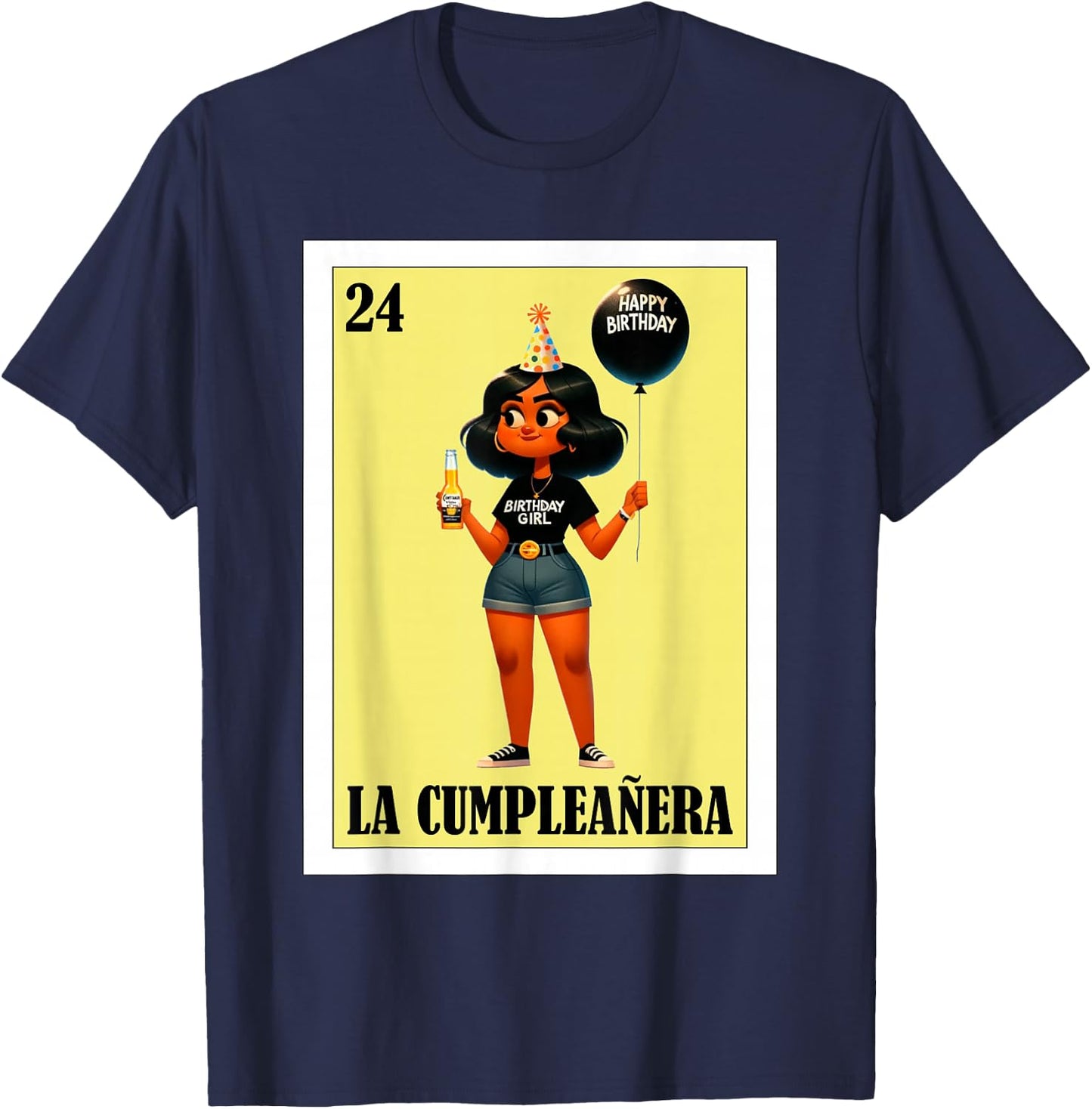 Funny Mexican Birthday Girl Design - La Cumpleañera T-Shirt - T-Shirt | Navy