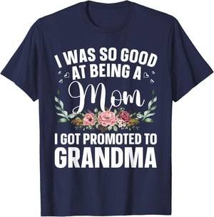 Grandma Art For Mom Women Grandmother Promoted To Grandma T-Shirt - T-Shirt | Navy