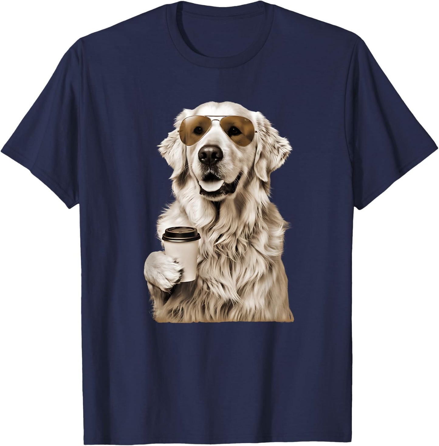 English Cream Golden Retriever Coffee Dog Mom Dad Men Women T-Shirt - T-Shirt | Navy
