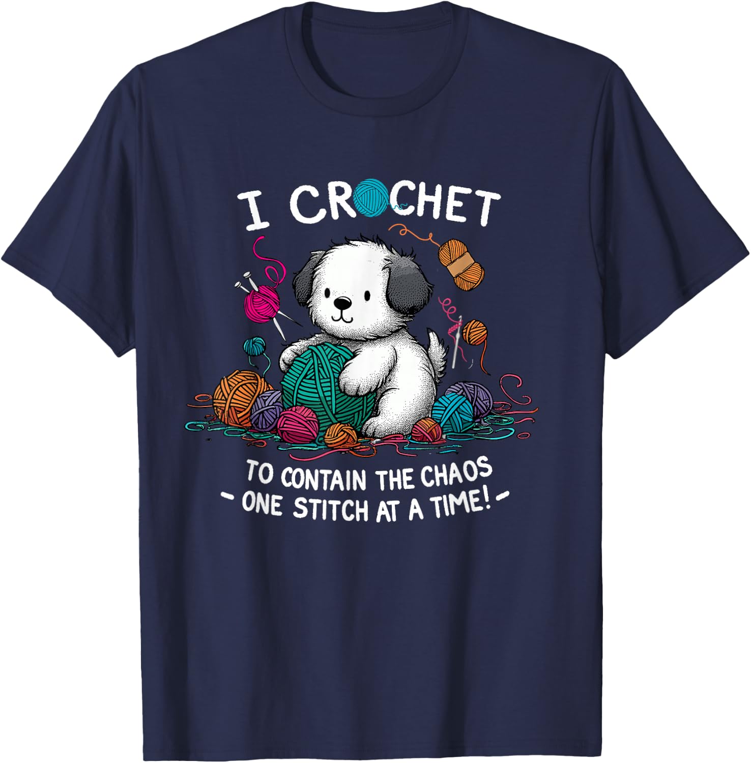 Funny Graphic for Yarn Crochet Lovers Dog Theme Mom T-Shirt - T-Shirt | Navy