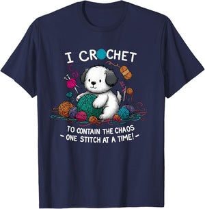 Funny Graphic for Yarn Crochet Lovers Dog Theme Mom T-Shirt - T-Shirt | Navy