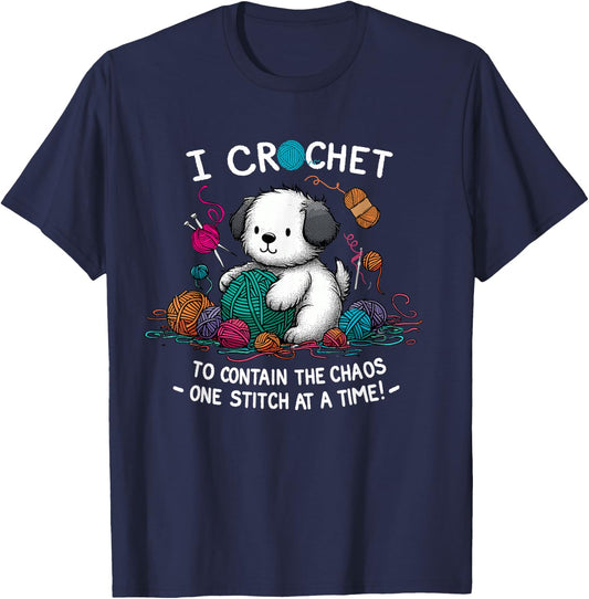 Funny Graphic for Yarn Crochet Lovers Dog Theme Mom T-Shirt - T-Shirt | Navy