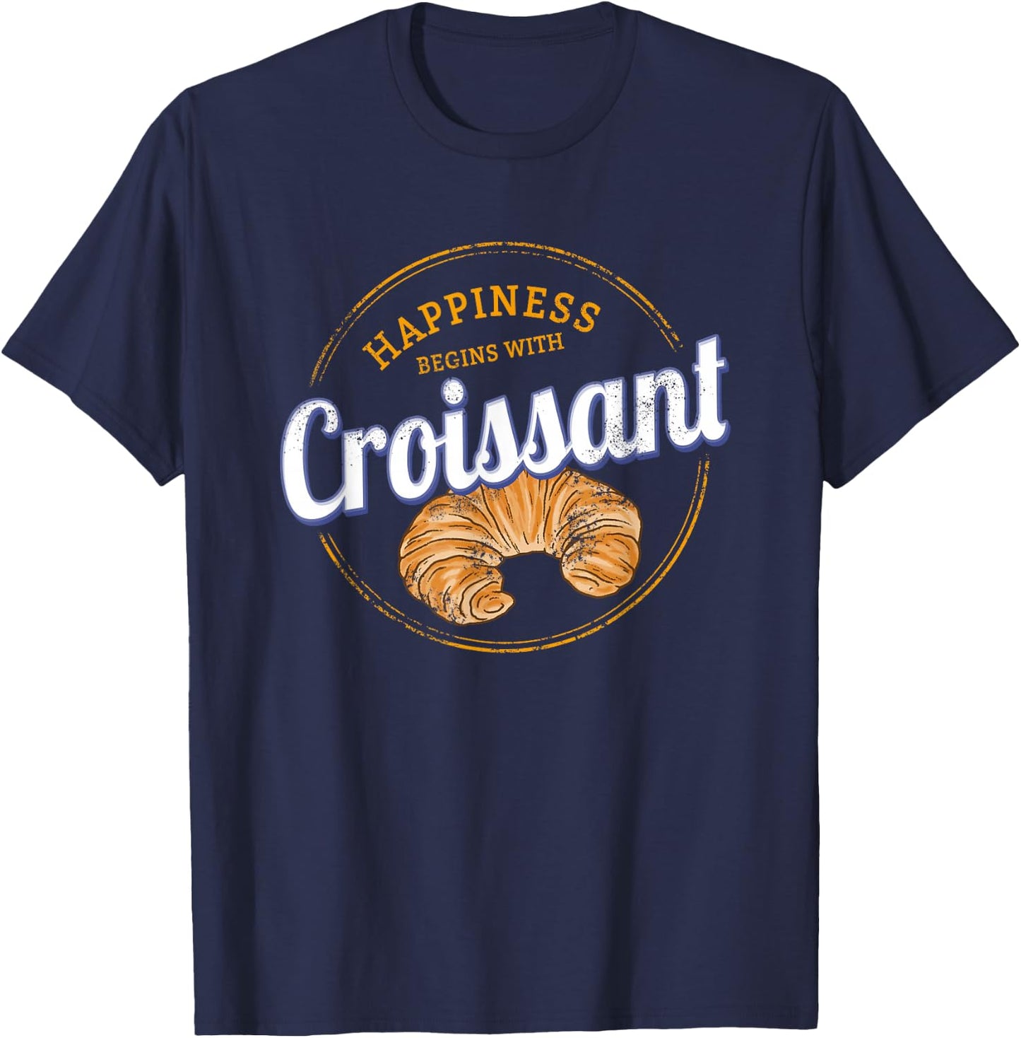 Croissant Snack Vintage France Retro Breakfast Souvenir T-Shirt - T-Shirt | Navy