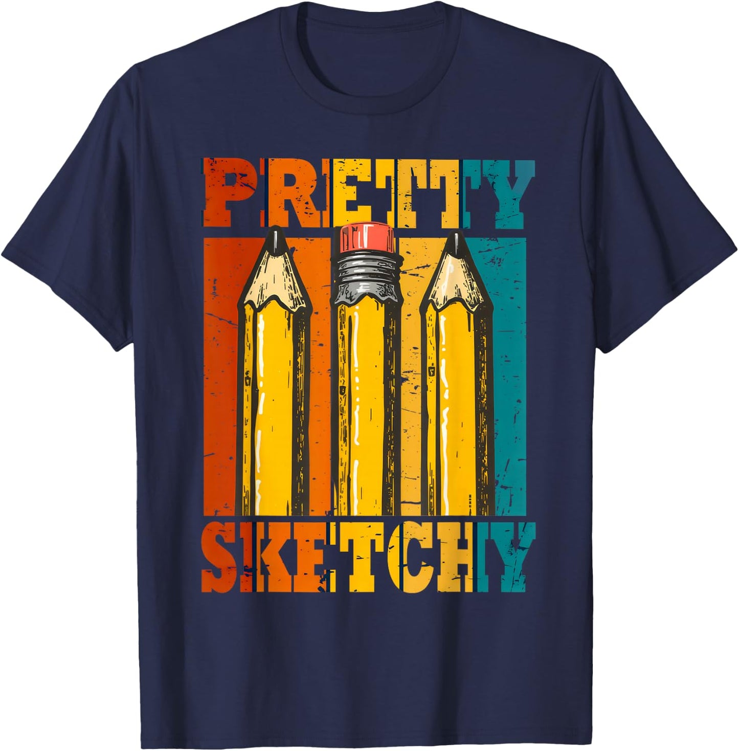 Pretty Sketchy Pencils Sketch Sketching Paint T-Shirt - T-Shirt | Navy