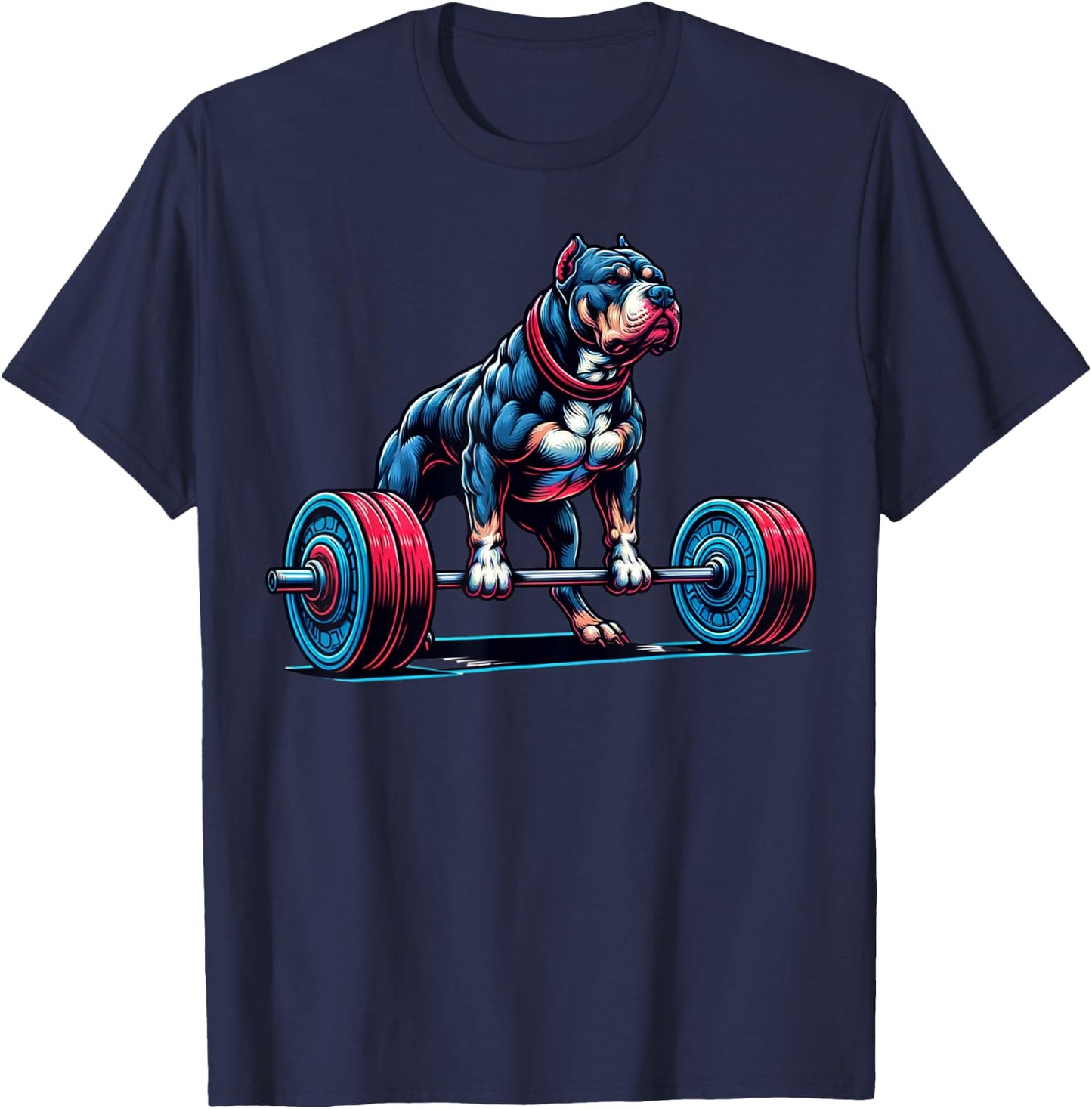 Pitbull Deadlifting Shirt, Pit Bull Gym Workout Deadlift Gym T-Shirt - T-Shirt | Navy