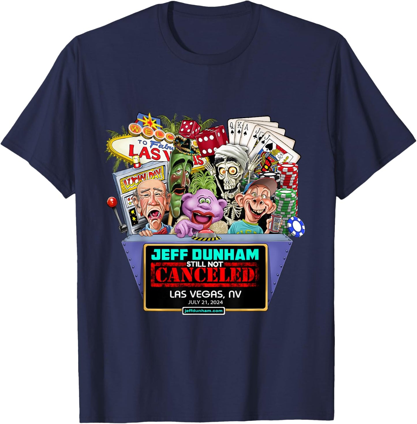 Jeff Dunham Las Vegas, NV (2024) T-Shirt - T-Shirt | Navy