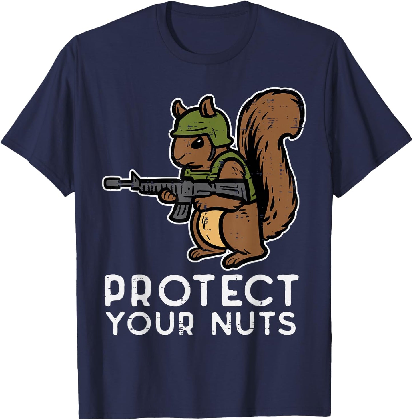 Squirrel Protect Your Nuts Funny Chipmunk Men Women Boy Kids T-Shirt - T-Shirt | Navy