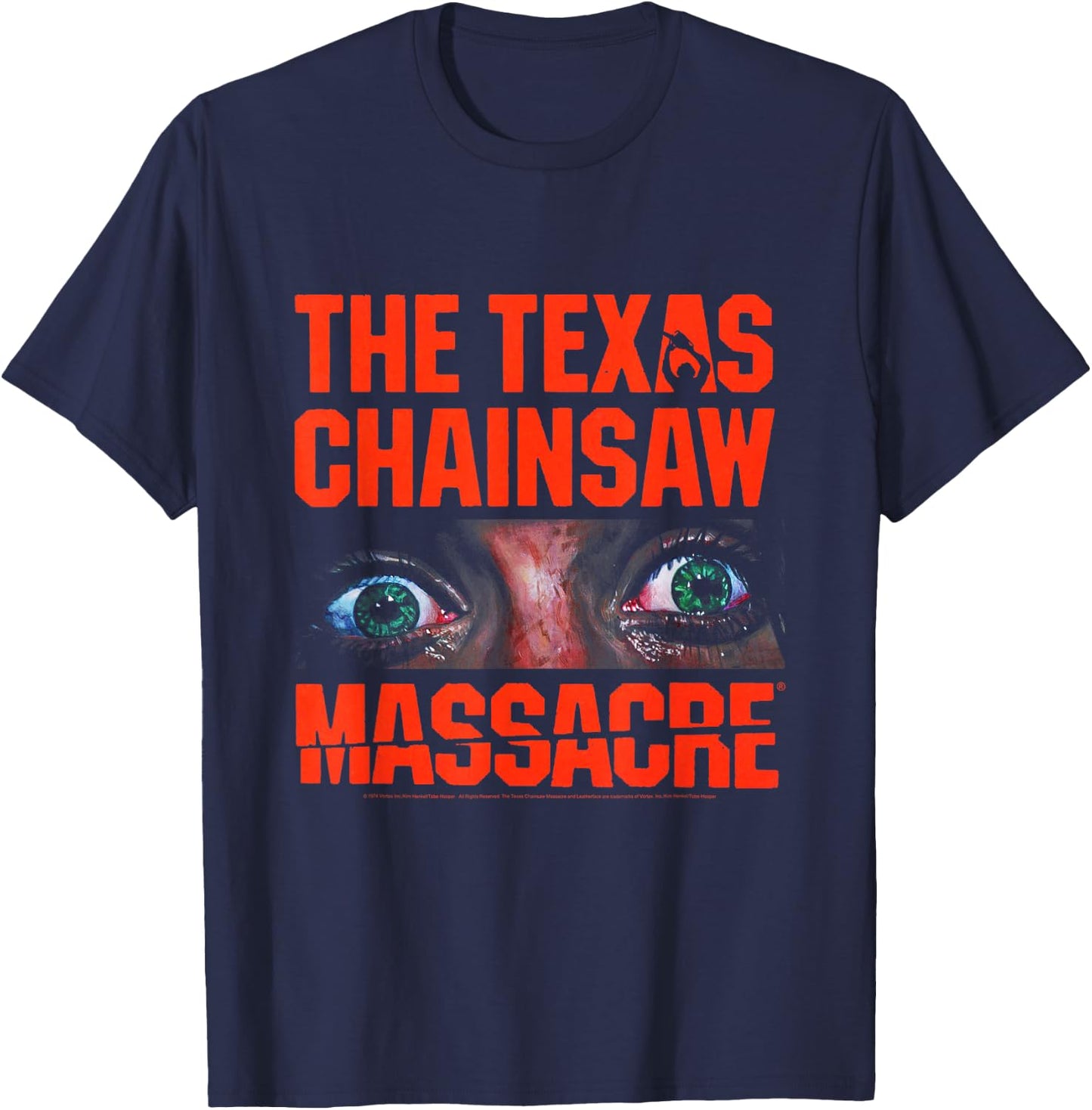 Texas Chainsaw Massacre Sally's Eyes and Jumbo Logo T-Shirt - T-Shirt | Navy