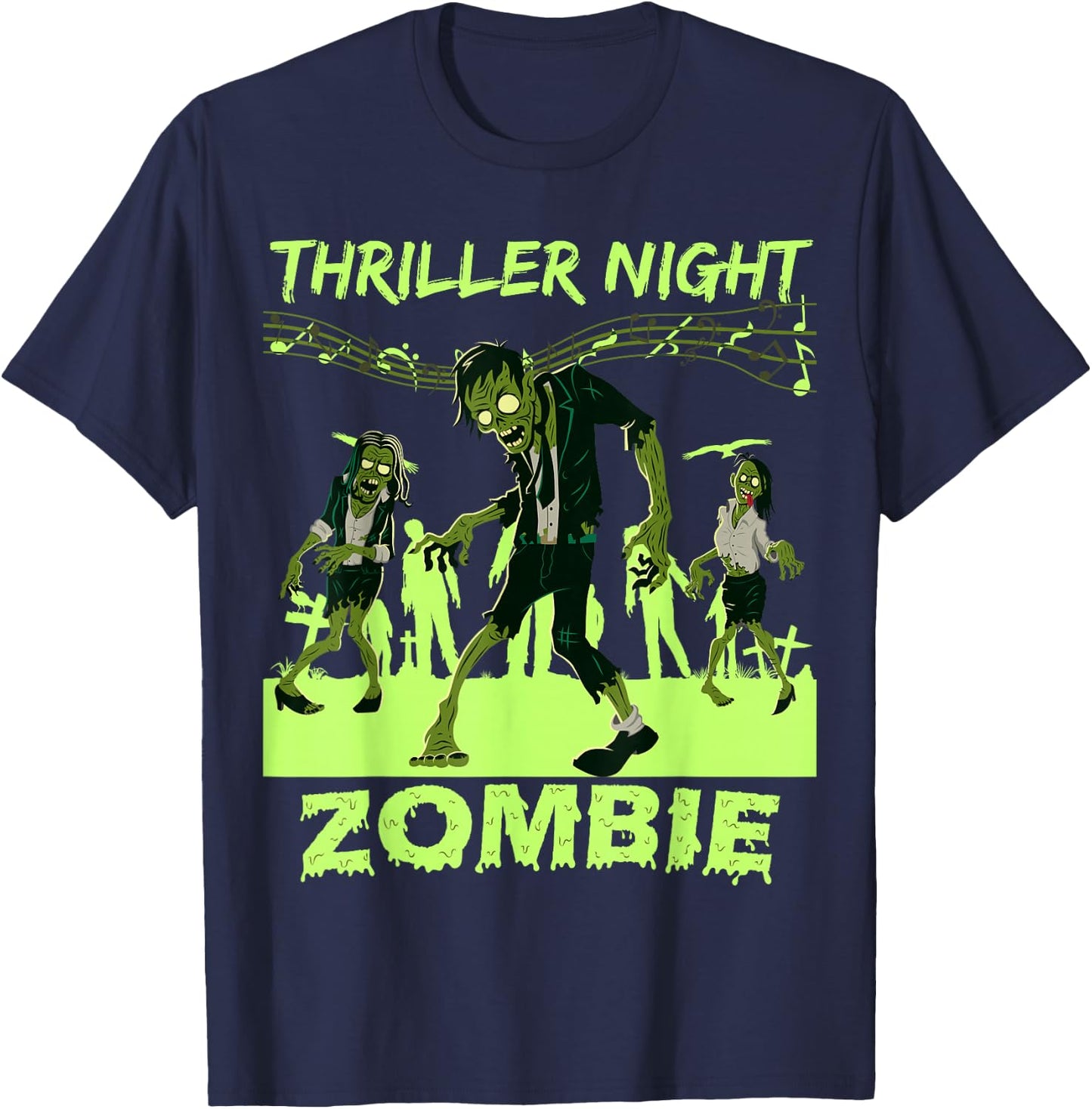 Thriller Night Halloween Dancing Zombie T-Shirt - T-Shirt | Navy