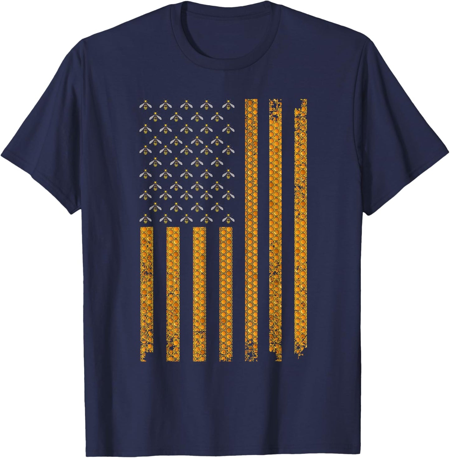 Cool Bee Keeper Art Women US Flag Honey Beekeeping T-Shirt - T-Shirt | Navy
