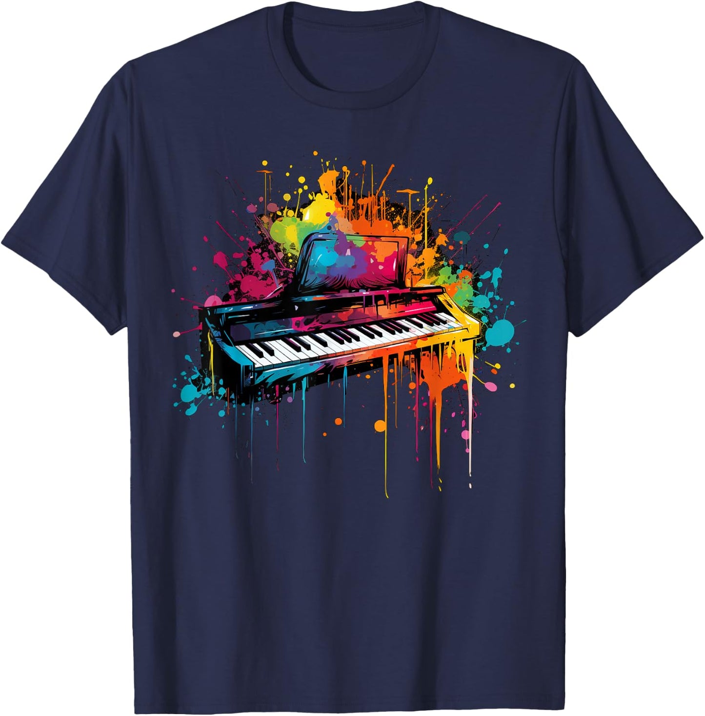 Keyboard instrument on colorful painted Keyboard T-Shirt - T-Shirt | Navy
