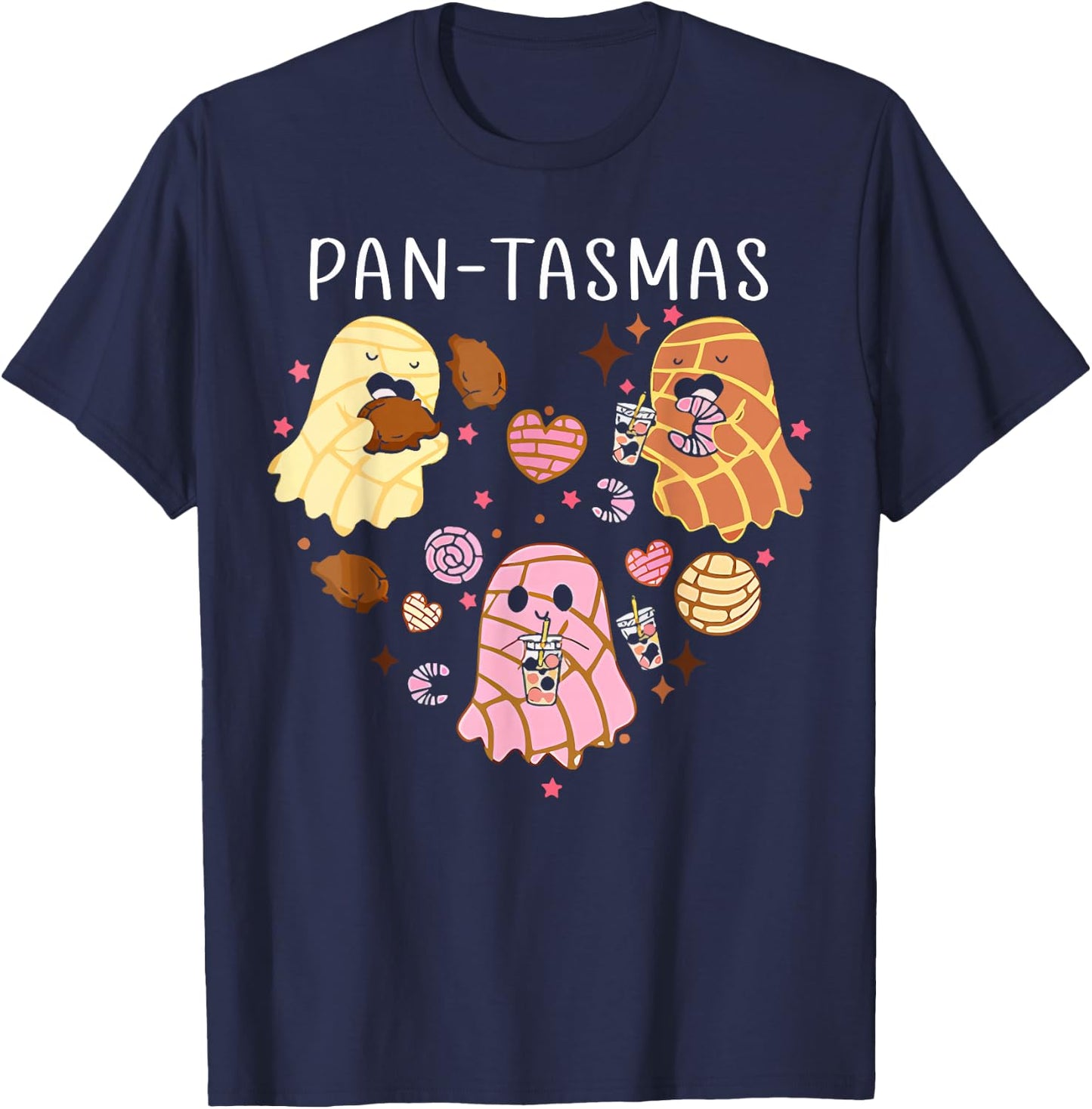 Pantasmas Ghost Funny Spooky Conchas Mexican Ghost Halloween T-Shirt - T-Shirt | Navy