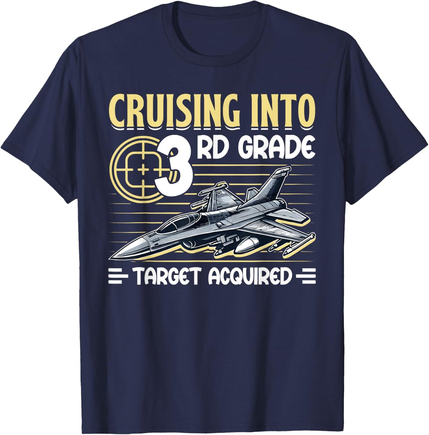 Cruising Into 3rd Grade Jet Fighter First Day Back To School T-Shirt - T-Shirt | Navy