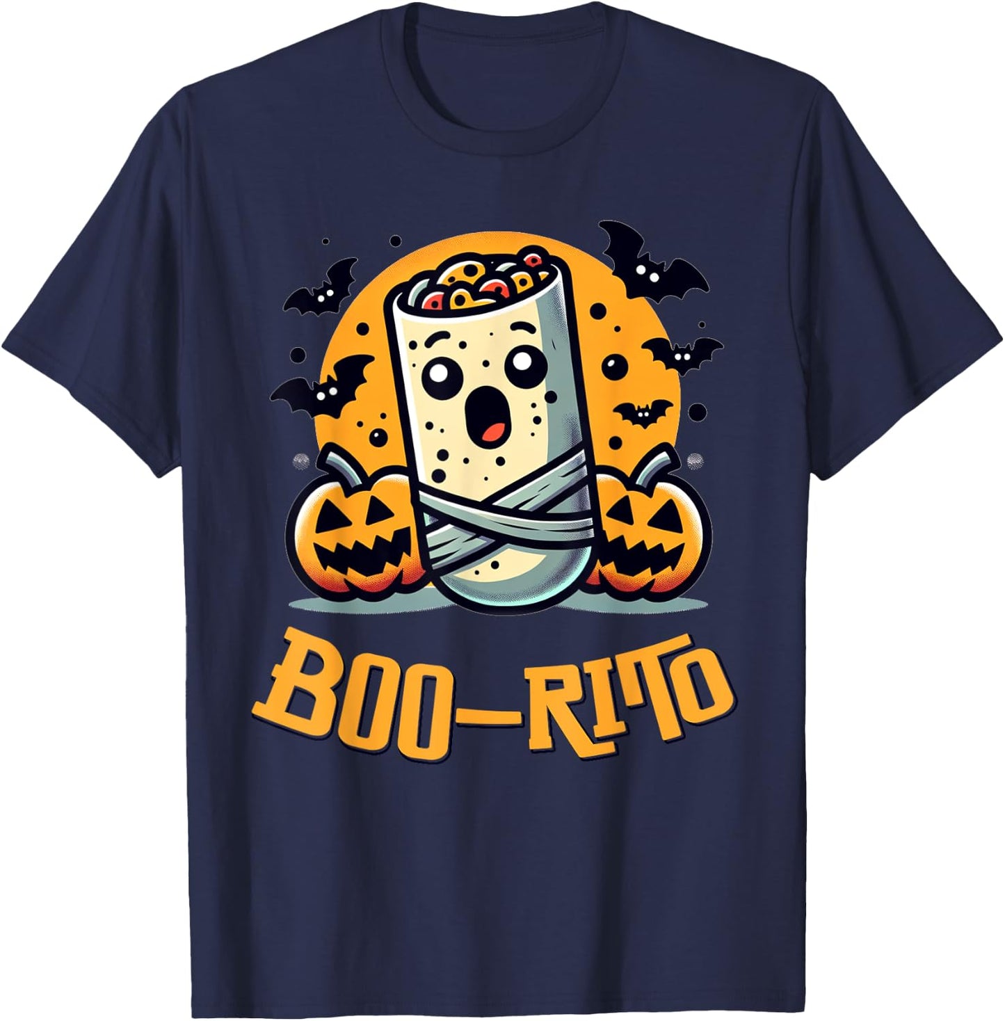 Boo-Rito Funny Mexican Burrito Halloween Costume T-Shirt - T-Shirt | Navy