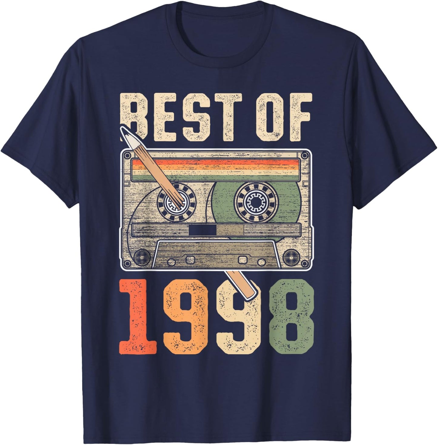 Best of 1998 Old Cassette 28th Birthday Retro T-Shirt - T-Shirt | Navy