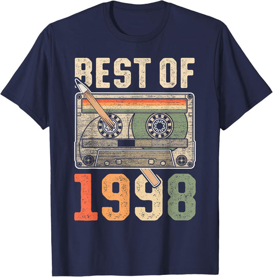 Best of 1998 Old Cassette 28th Birthday Retro T-Shirt - T-Shirt | Navy
