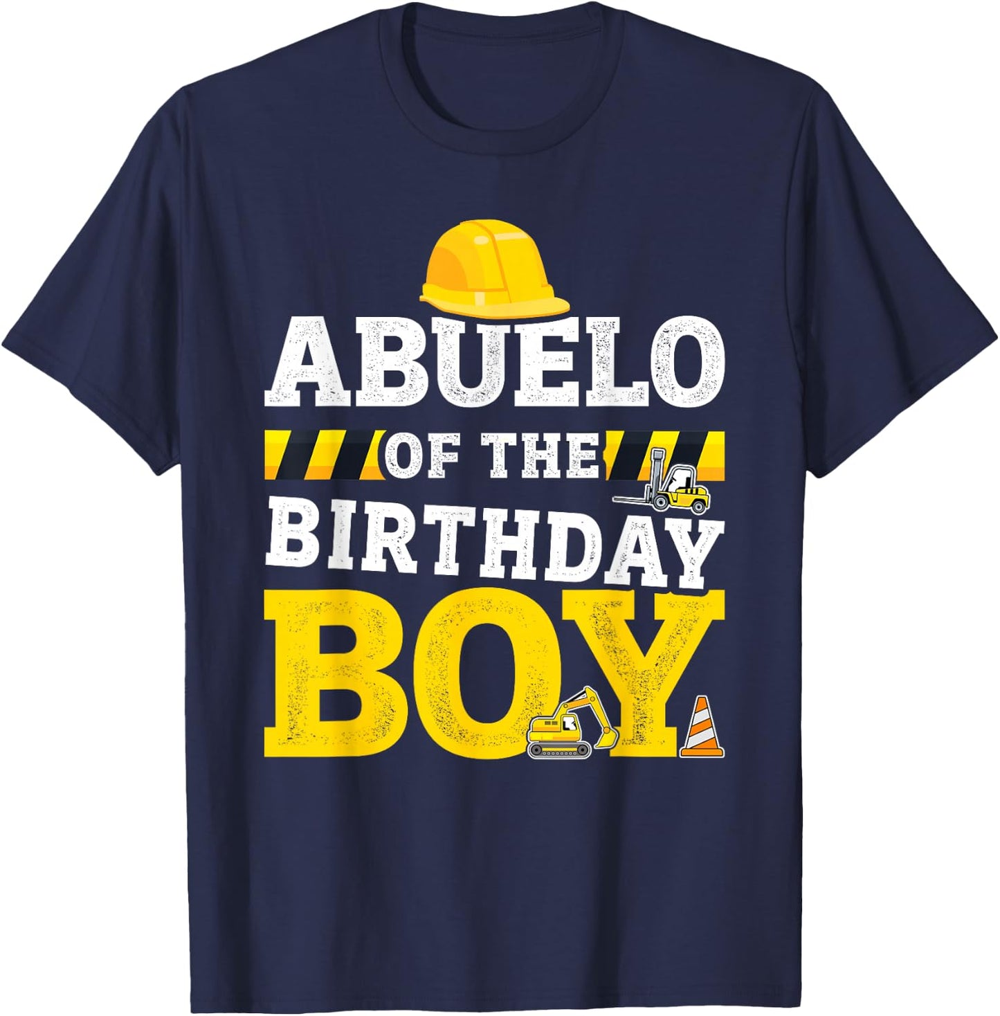 Abuelo of birthday boy matching family construction party T-Shirt - T-Shirt | Navy
