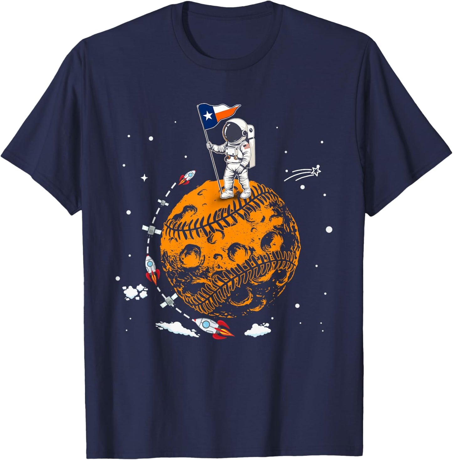Inoa Shop Graphic First Name Houston Vintage Retro Name Astronaut , Small, Black T-Shirt - T-Shirt | Navy