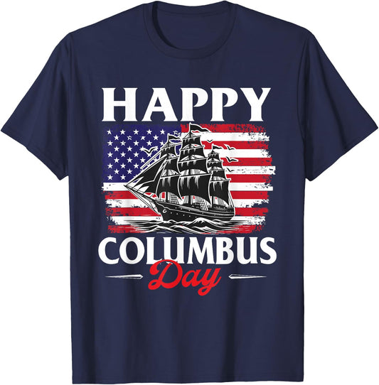 Columbus Day Shirts Happy Columbus Day - Christopher Columbus Italian T-Shirt - T-Shirt | Navy