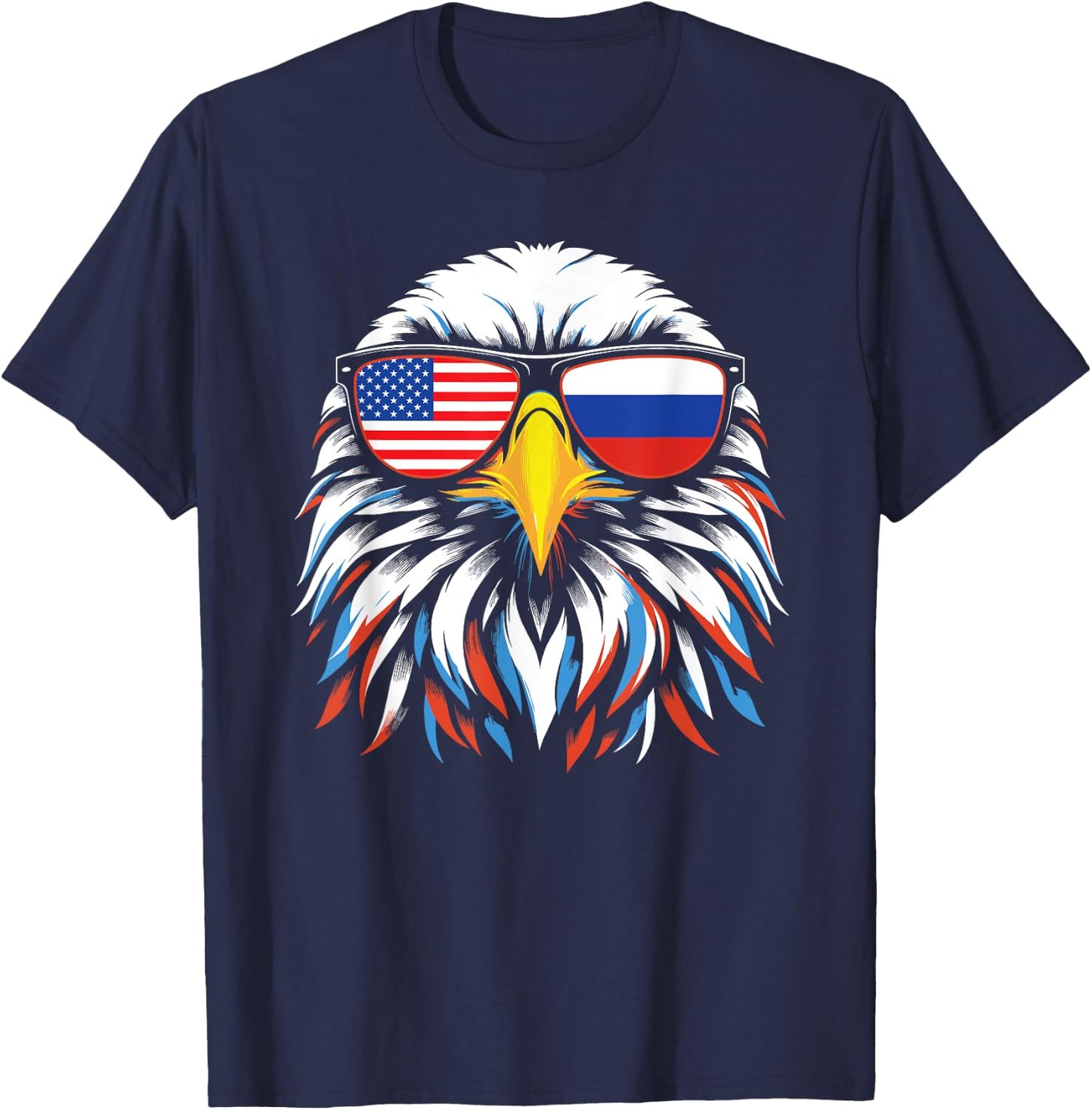 Russia USA Flag Half Russian American Patriotic Eagle Kids Men T-Shirt - T-Shirt | Navy