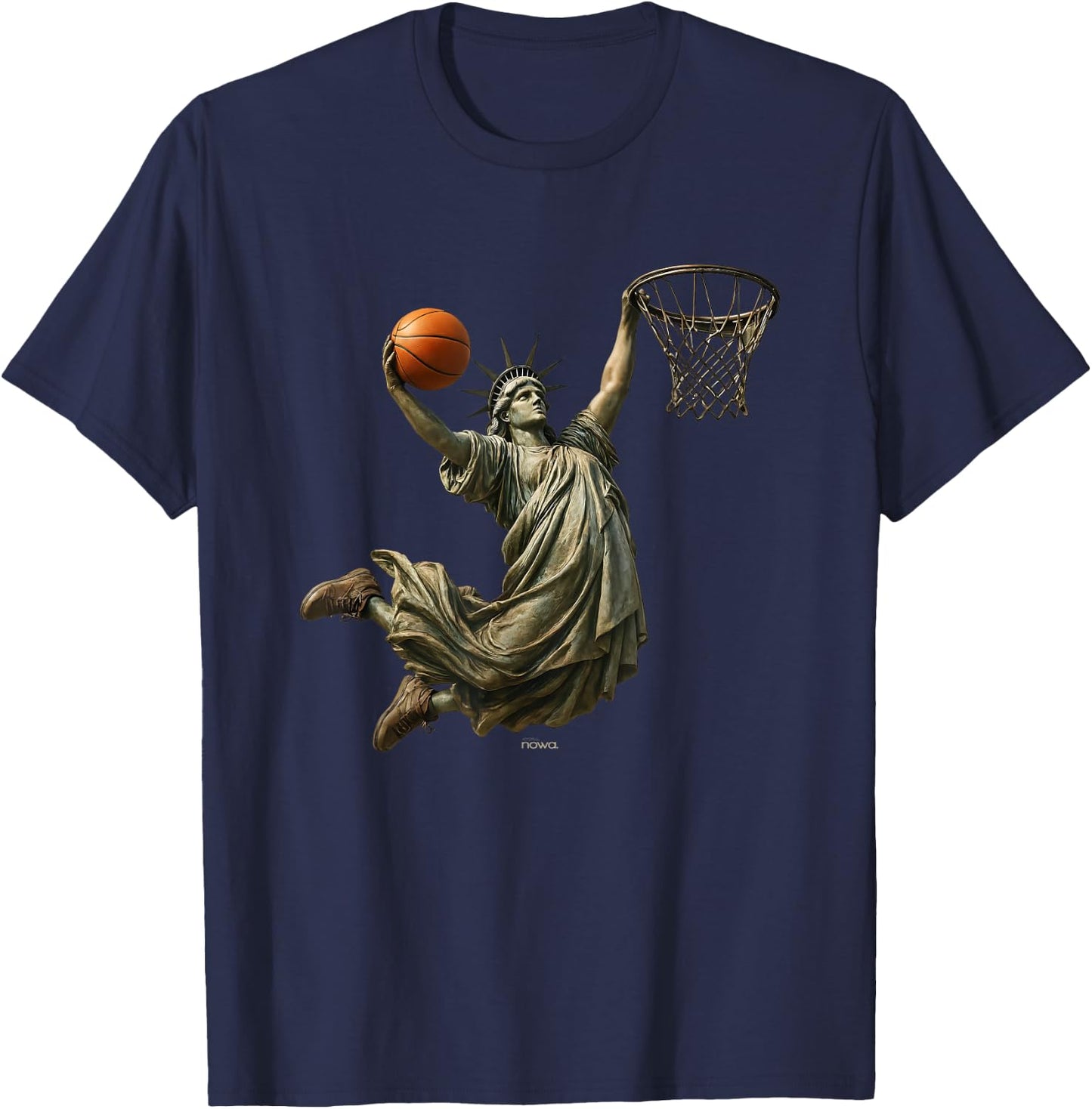 Lady Liberty Basketball - SLAM Dunk ONE Hand ON The Rim T-Shirt - T-Shirt | Navy