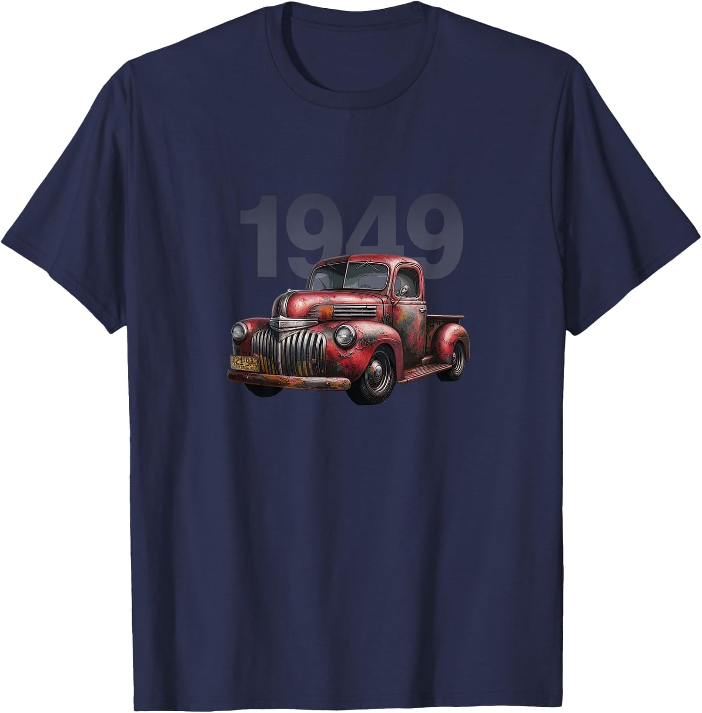 Old Red 1949 Pickup Truck, Vintage Pick Up, Classic Trucks T-Shirt - T-Shirt | Navy
