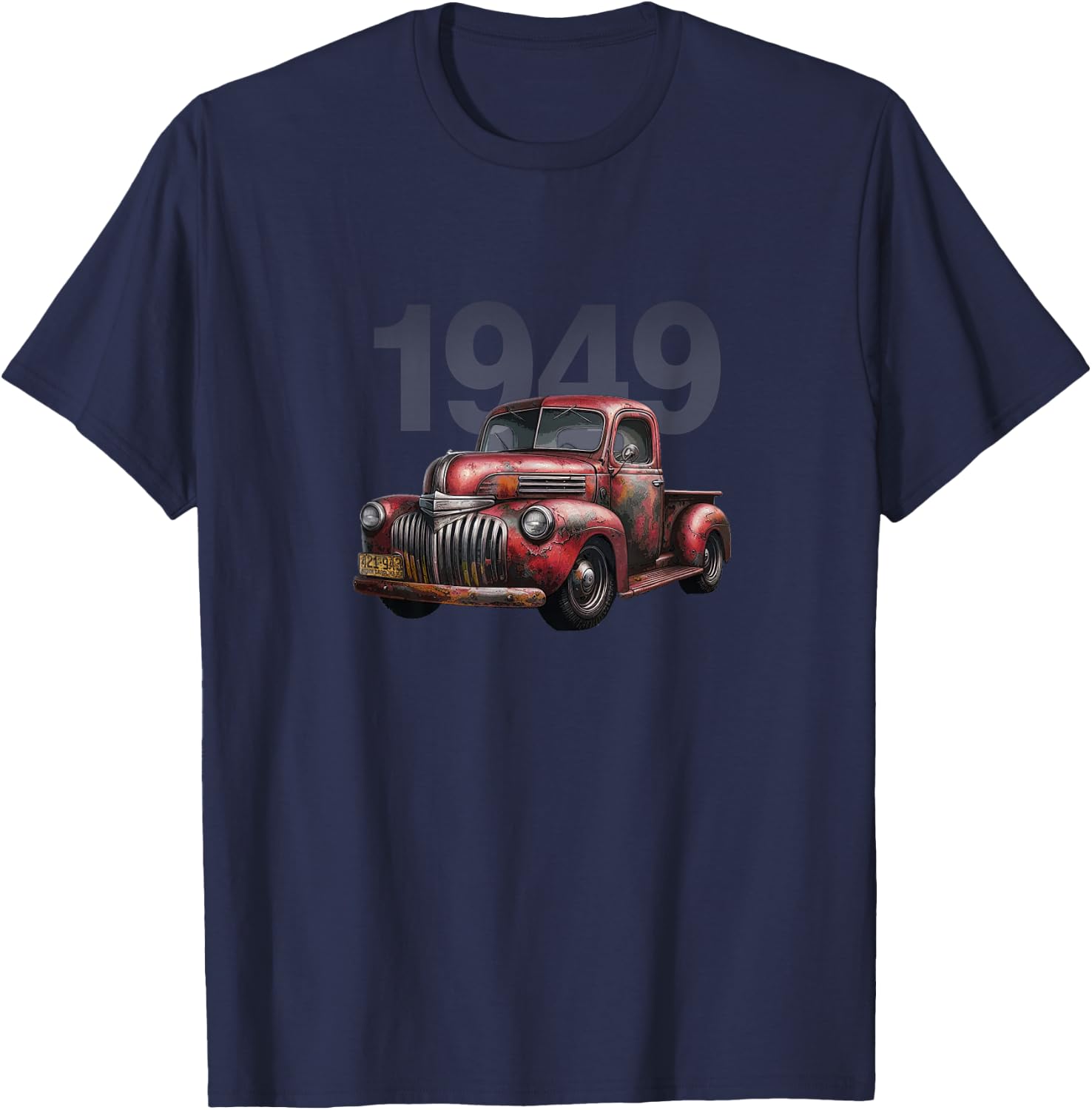 Old Red 1949 Pickup Truck, Vintage Pick Up, Classic Trucks T-Shirt - T-Shirt | Navy