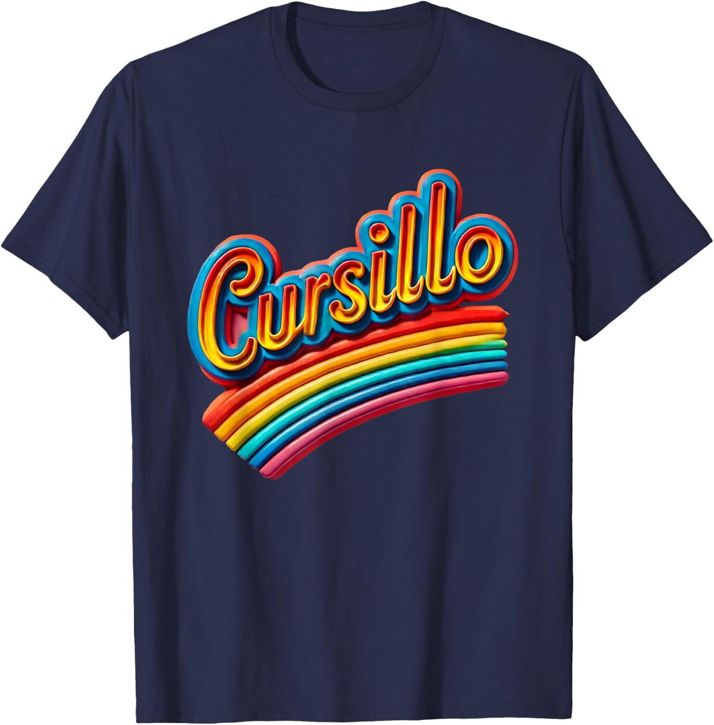DeColores Cursillo Rainbow Rooster Catholic T-Shirt - T-Shirt | Navy