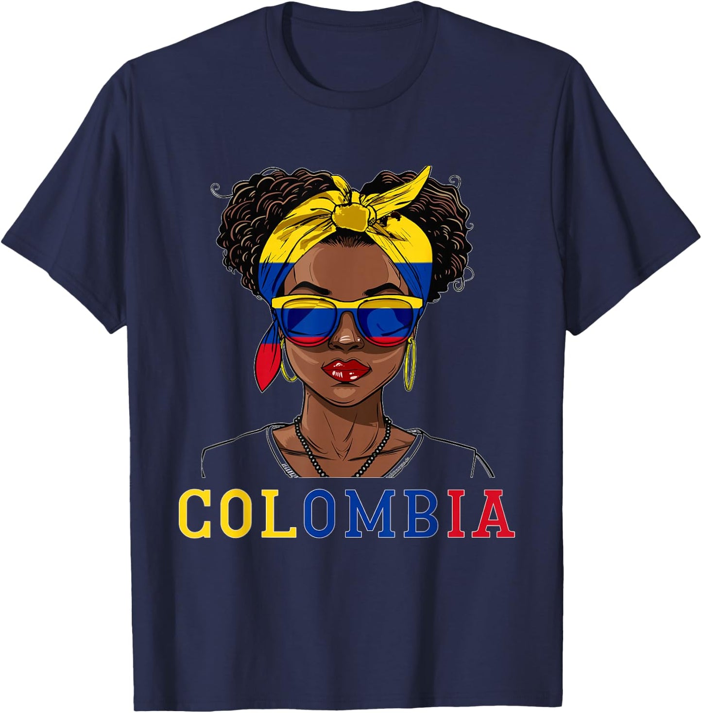 Colombia Flag Outfit for Woman Decor Souvenirs Colombian T-Shirt - T-Shirt | Navy