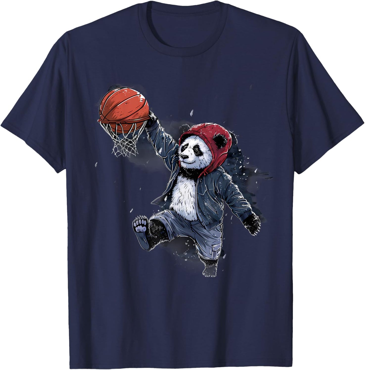 Basketball Slam Dunk Panda Bear Artwork Basketball Lover T-Shirt - T-Shirt | Navy