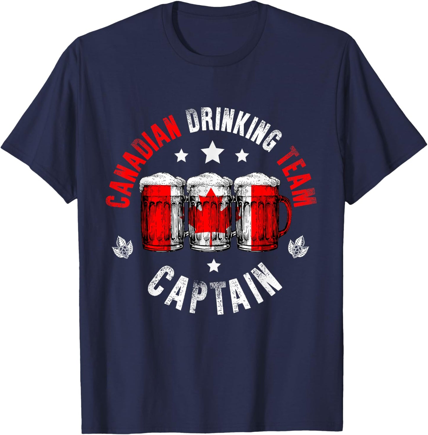 Drink Beer Can Canada Flag Funny Drinking Canadian Team T-Shirt - T-Shirt | Navy
