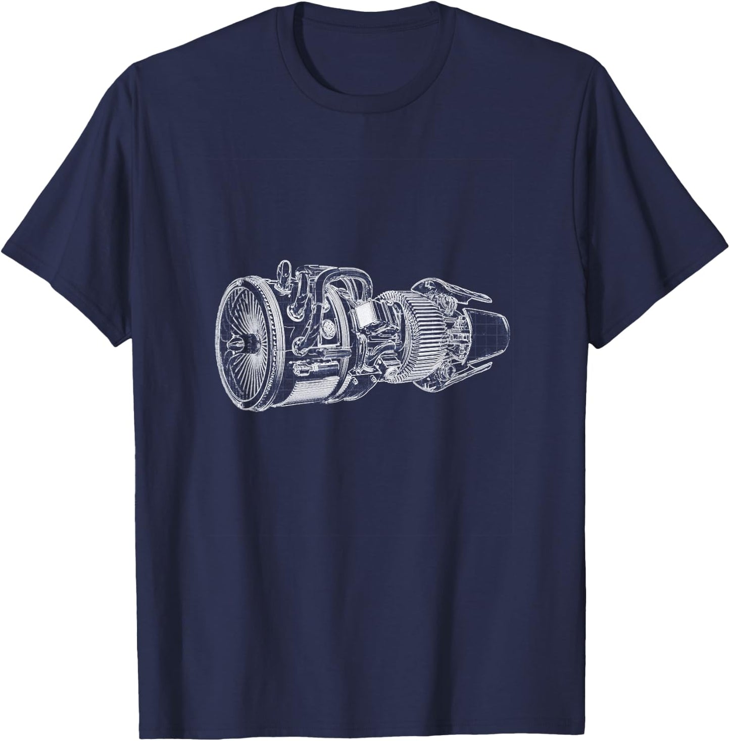 Jet Engine Blueprint Amazing - Engineers / Mechanics T-Shirt - T-Shirt | Navy