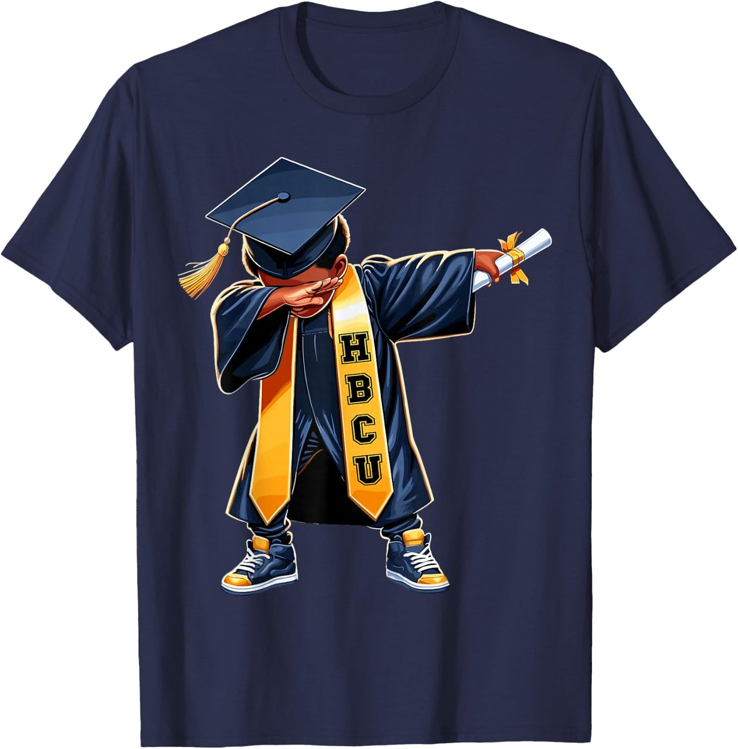 Kids HBCU Funny Boys Grad Dabbing Graduation T-Shirt - T-Shirt | Navy