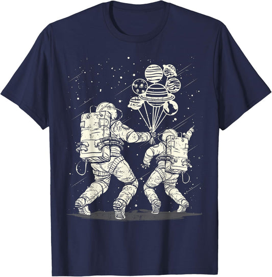 Funny Astronaut Dad & Son Daughter Galaxy Lover Fathers Day T-Shirt - T-Shirt | Navy