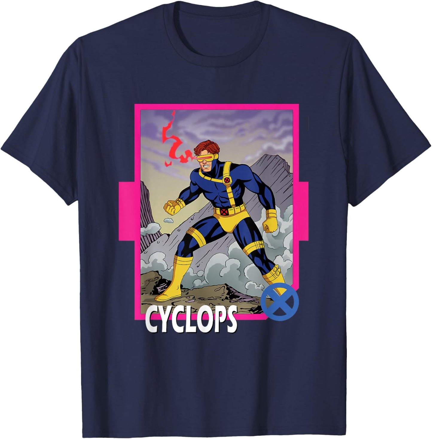 Marvel X-Men '97 Classic Cyclops Vintage Super Hero Card T-Shirt - T-Shirt | Navy