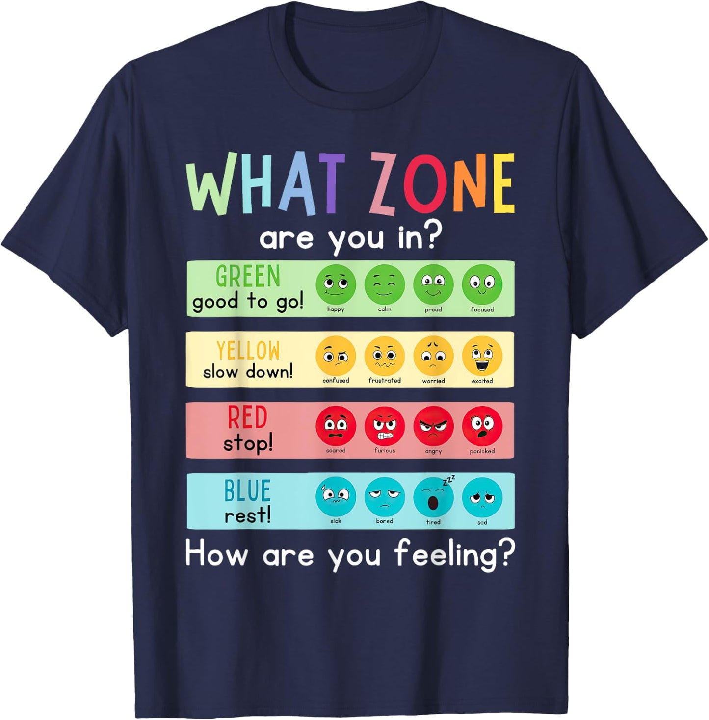 What Zone Are You In How Are You Feeling Funny Quote T-Shirt - T-Shirt | Navy