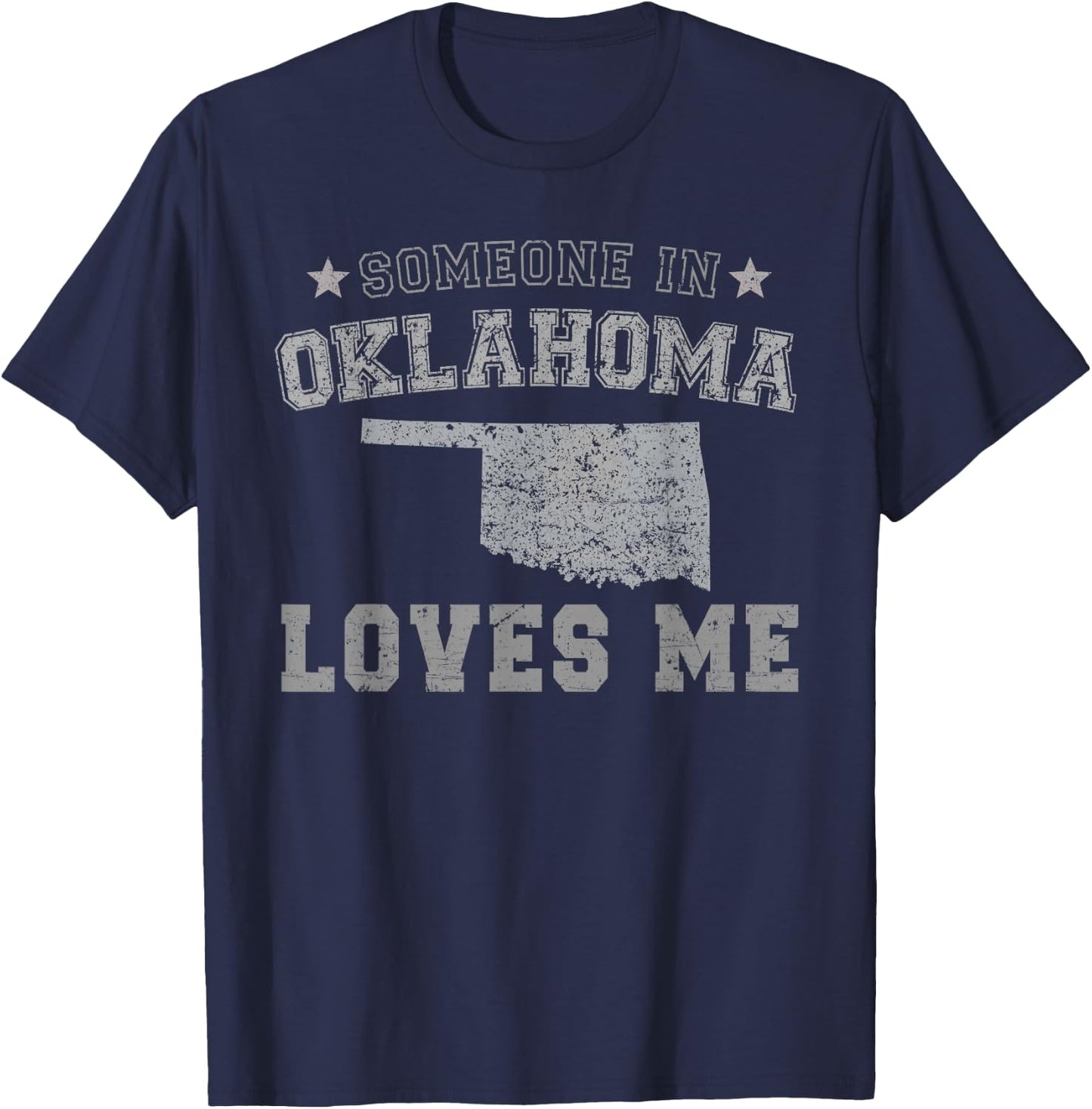 Someone In Oklahoma Loves Me Heart Vintage State T-Shirt - T-Shirt | Navy