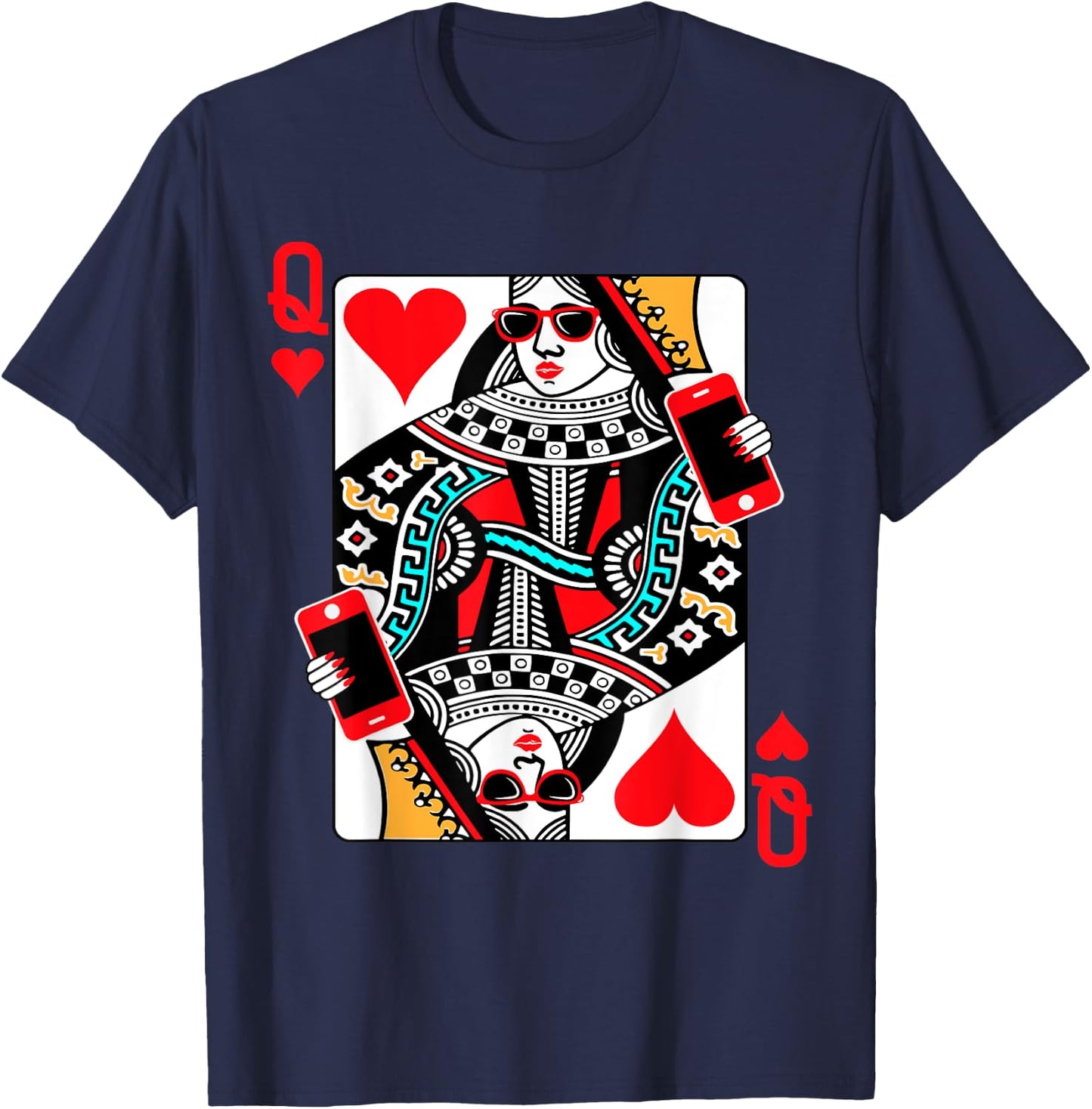 Qween Q of Hearts Funny Girls Blackjack Poker Casino T-Shirt - T-Shirt | Navy